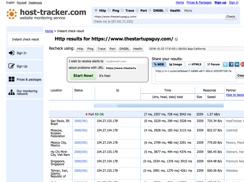 Host Tracker Check Result Example